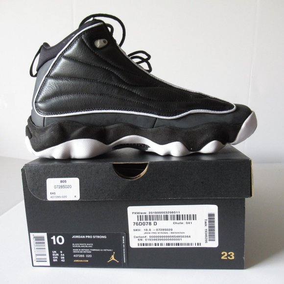 Jordan Pro Strong, Mid, Men's Size 10, Black/White/White, NEW - Picture 14 of 15